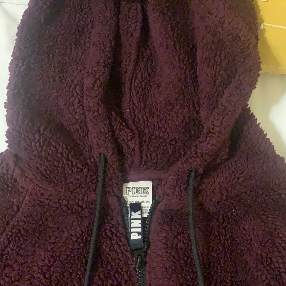 Pink XS quarter zip Sherpa hoodie burgundy